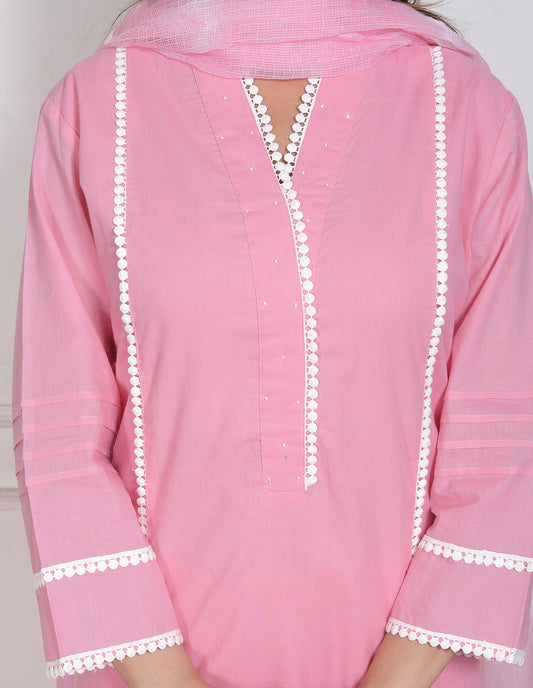 Pink Solid Kurta Set