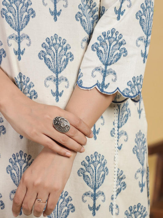 Cotton Flex Kurta Set – Blue Floral