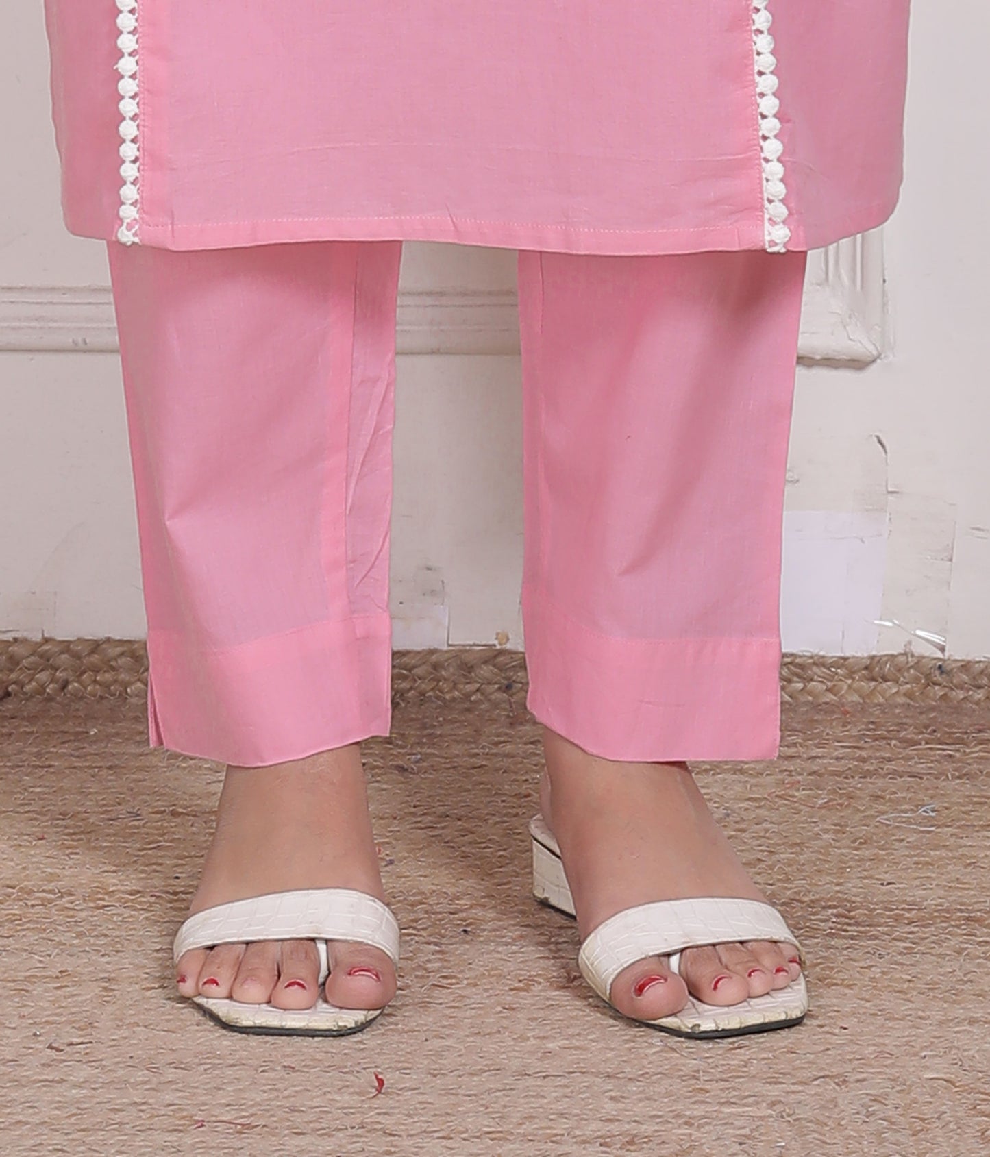 Pink Solid Kurta Set