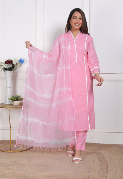 Pink Solid Kurta Set