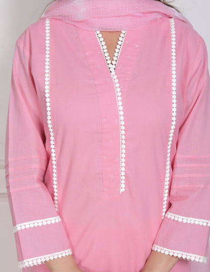 Pink Solid Kurta Set