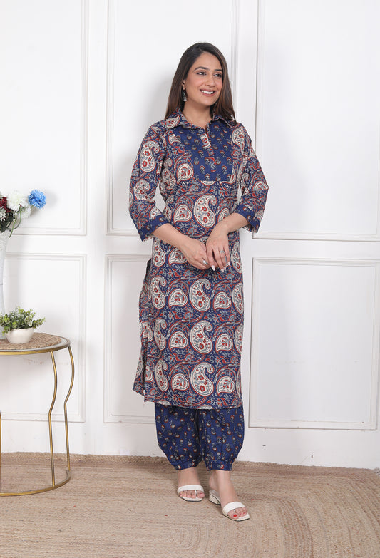 Indigo Kairi Print Collared Co-Ord Set