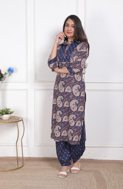 Indigo Kairi Print Collared Co-Ord Set