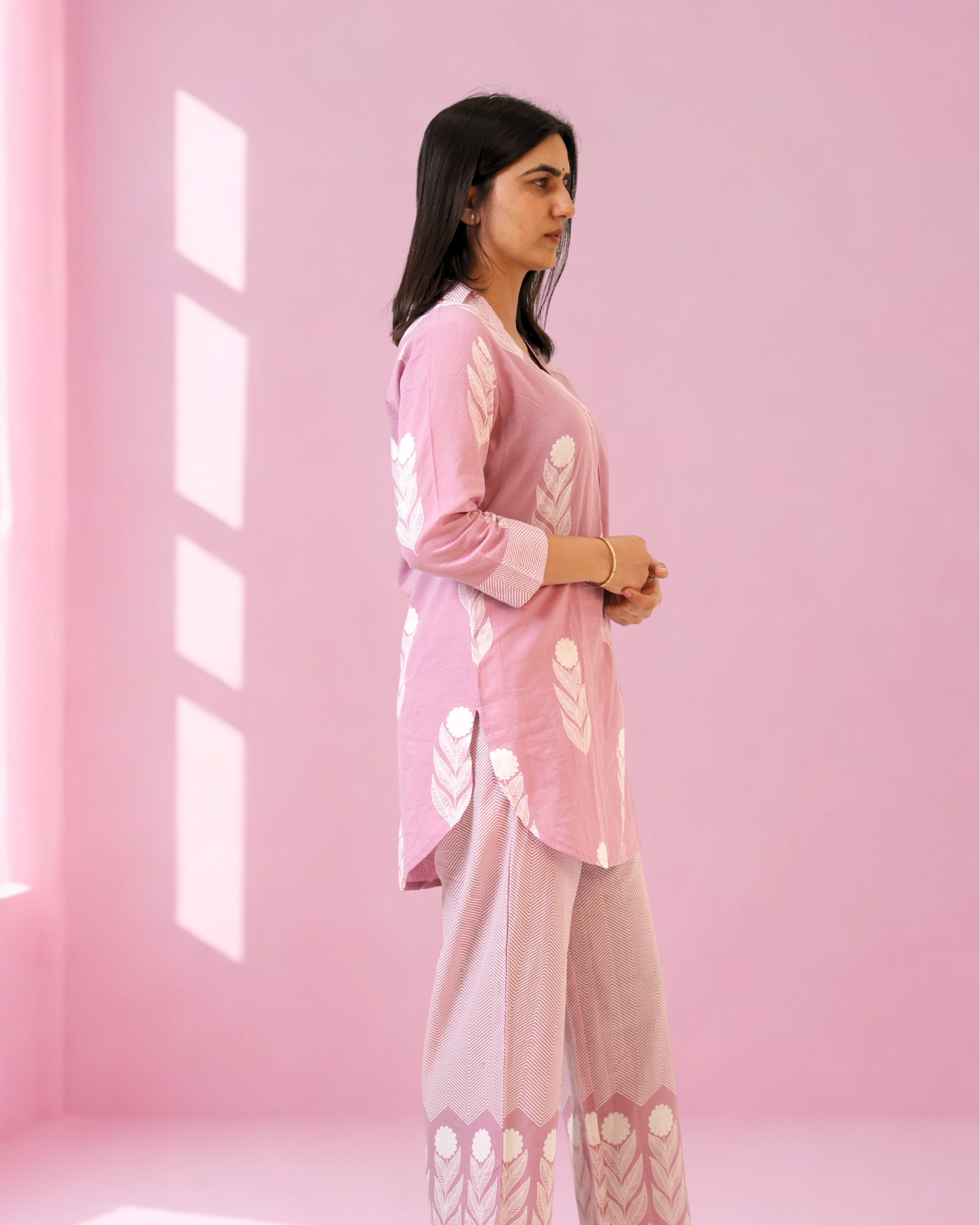 Blush Pink Feather  Kurta Set