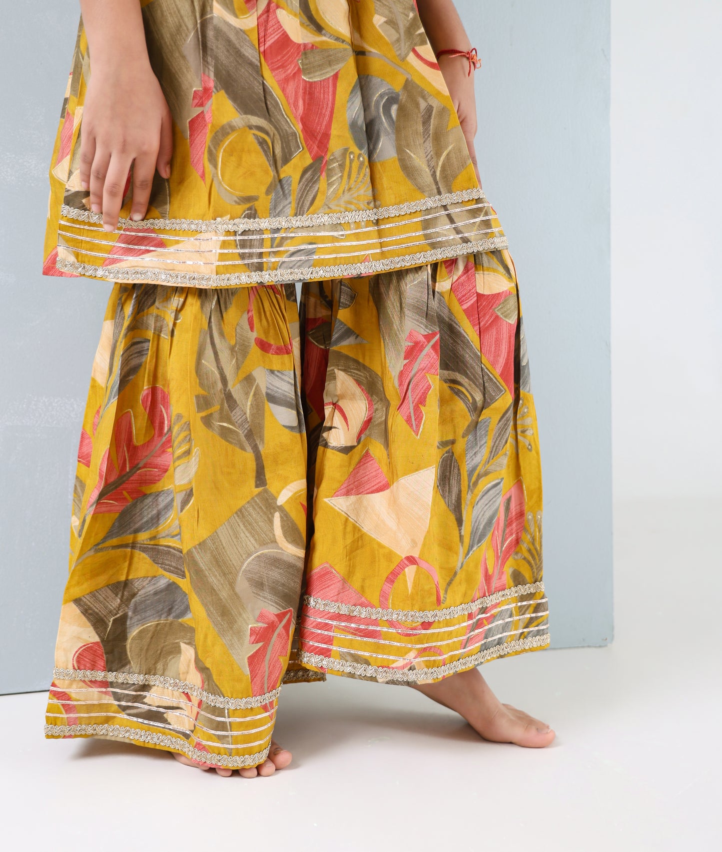 Golden Petal Sharara Set