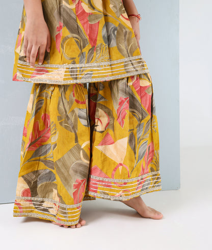 Golden Petal Sharara Set