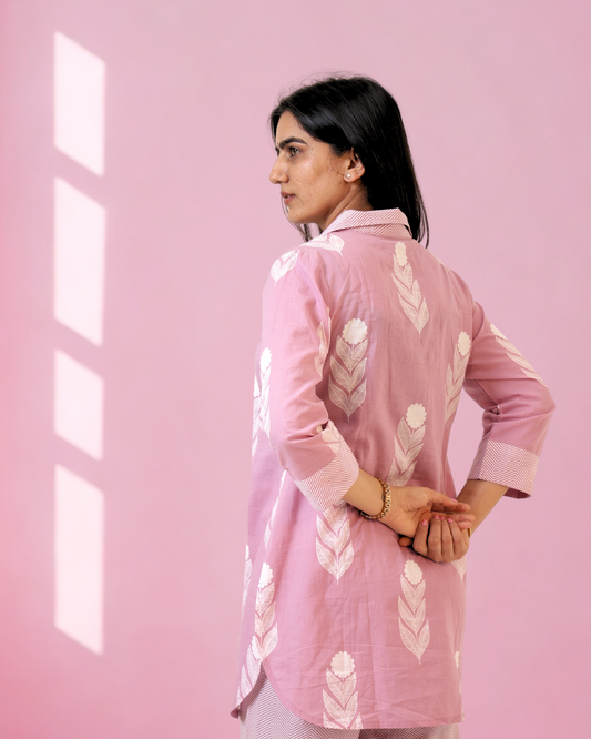 Blush Pink Feather  Kurta Set