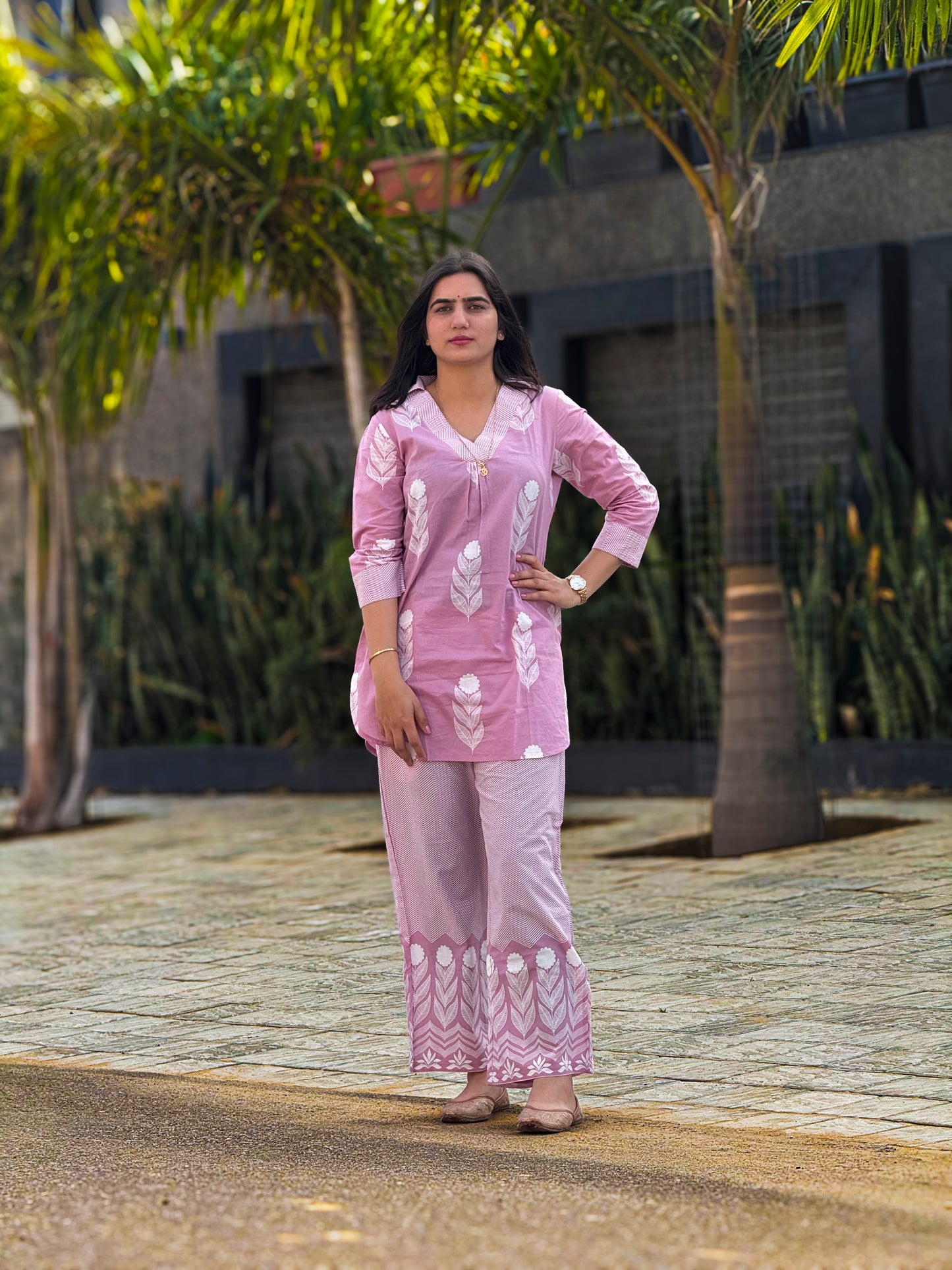 Blush Pink Feather  Kurta Set