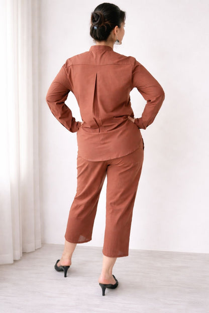Brown Flora Cotton Co-ord Set