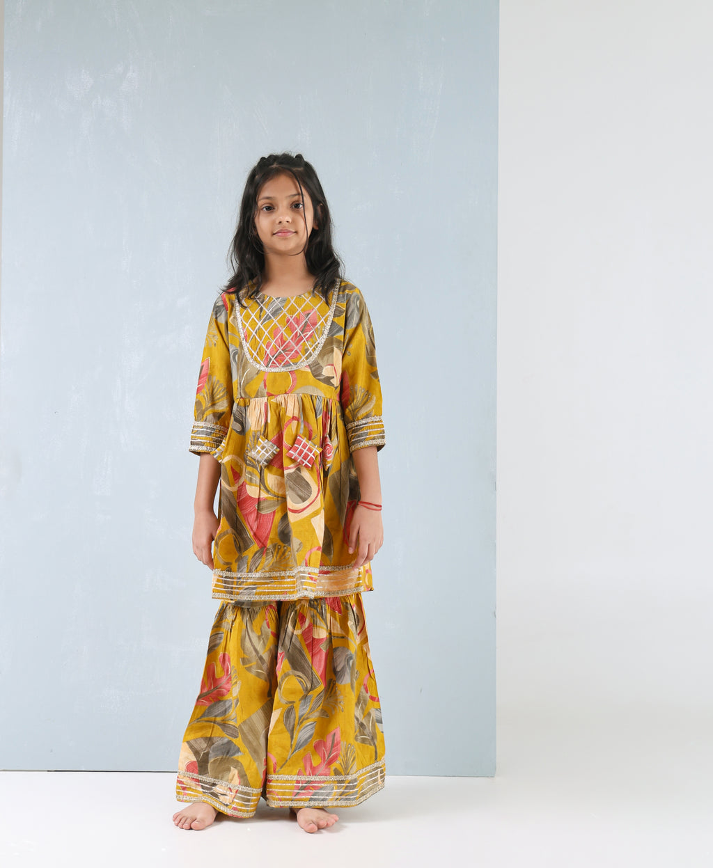 Golden Petal Sharara Set