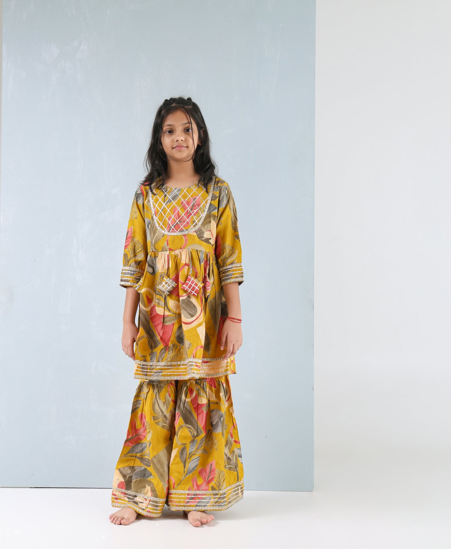 Golden Petal Sharara Set