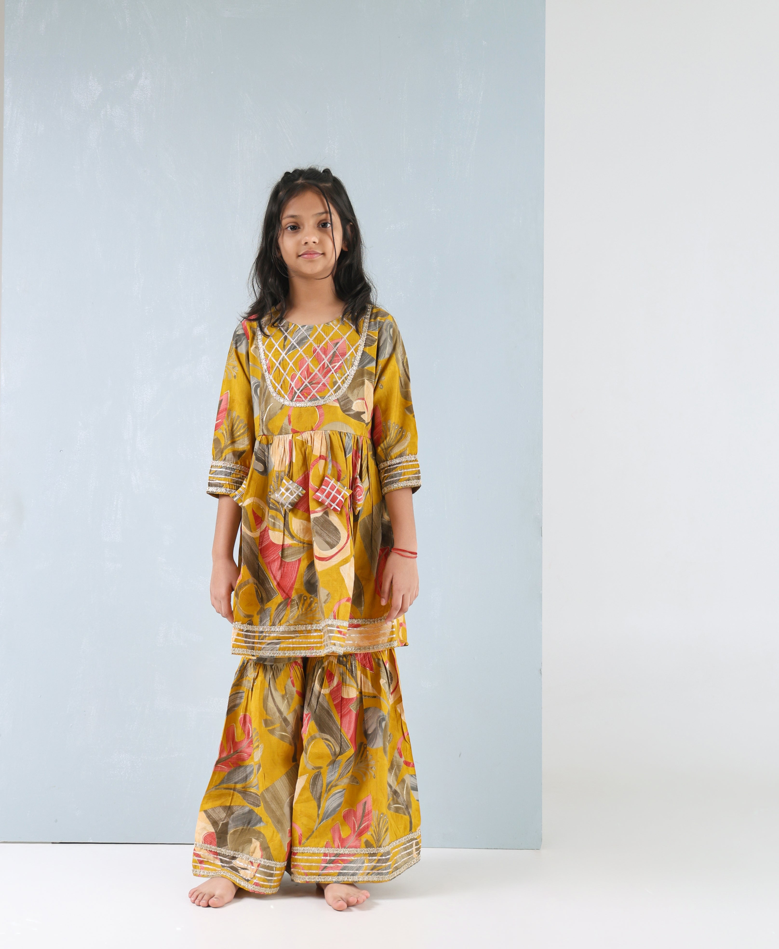 Golden Petal Sharara Set