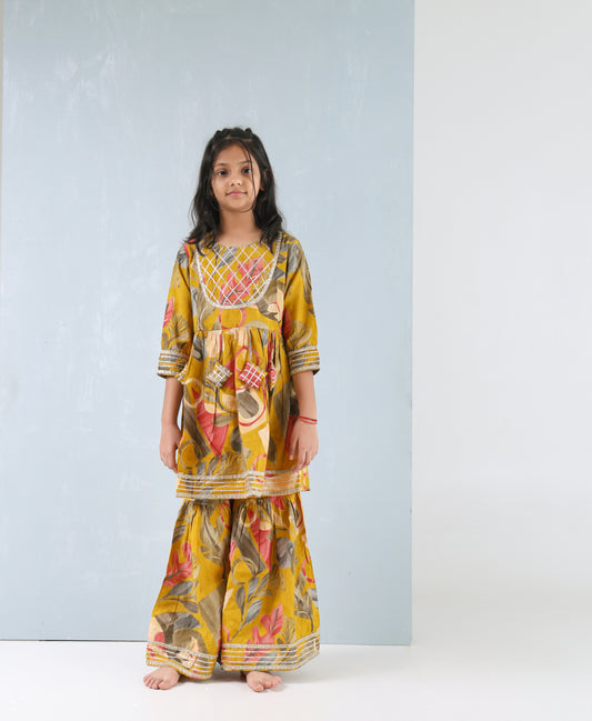 Golden Petal Sharara Set