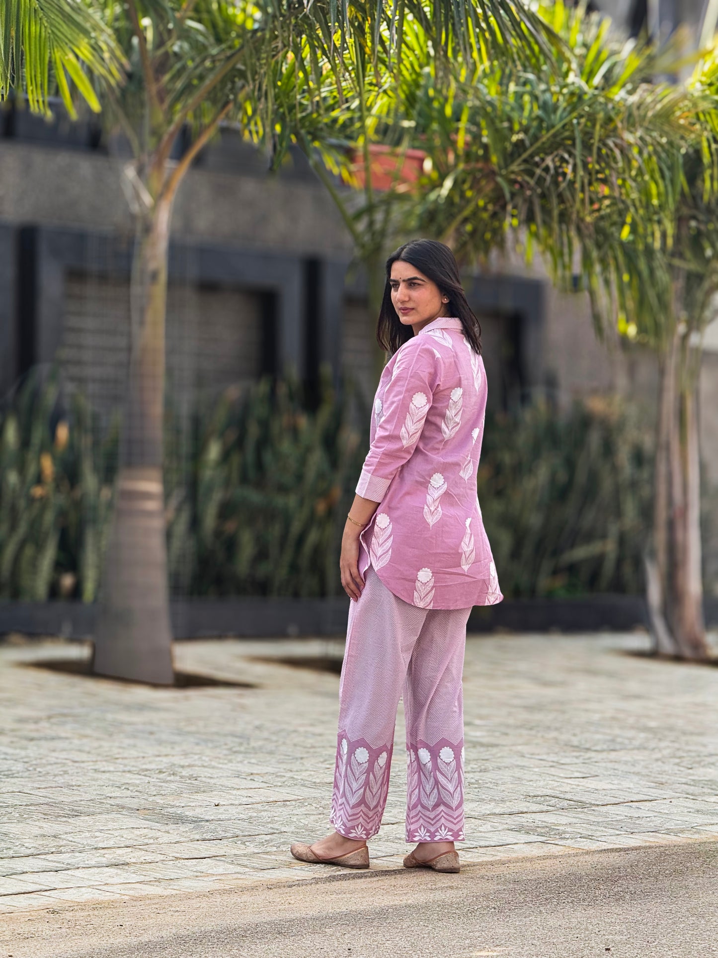 Blush Pink Feather  Kurta Set