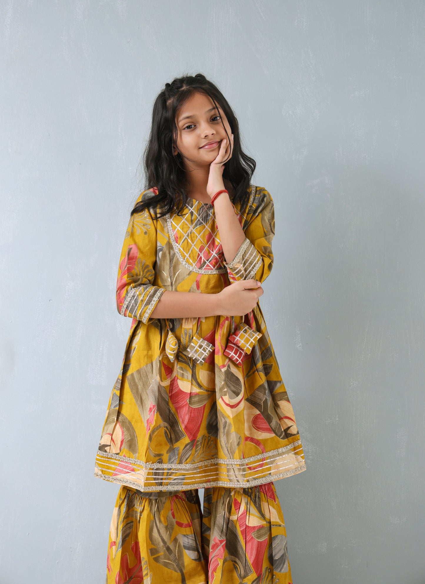 Golden Petal Sharara Set