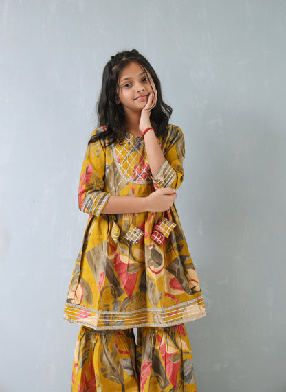 Golden Petal Sharara Set