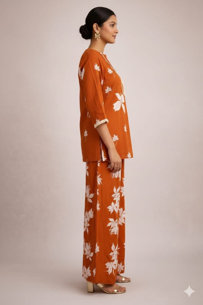 Rust Bloom Pure Cotton Printed Co-Ord Set
