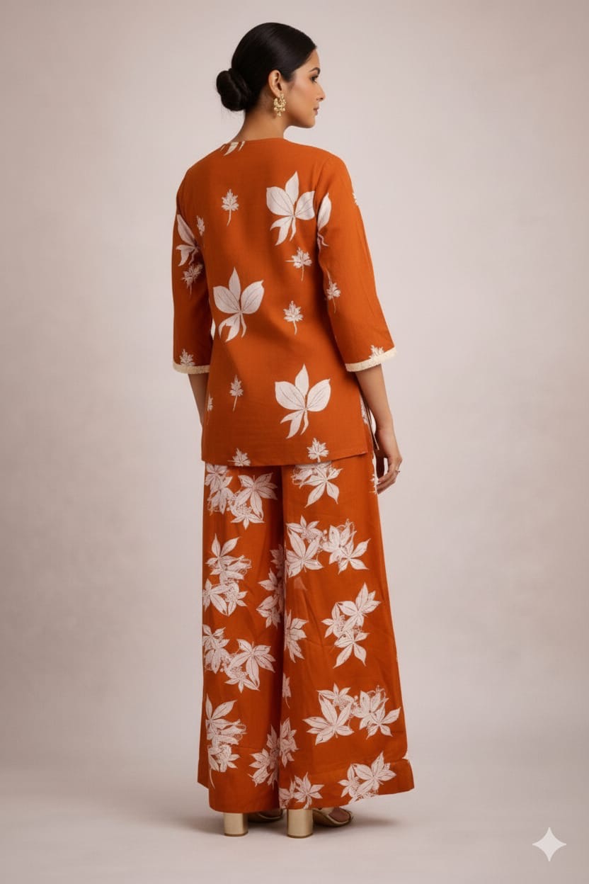 Rust Bloom Pure Cotton Printed Co-Ord Set