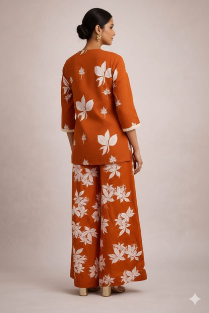 Rust Bloom Pure Cotton Printed Co-Ord Set