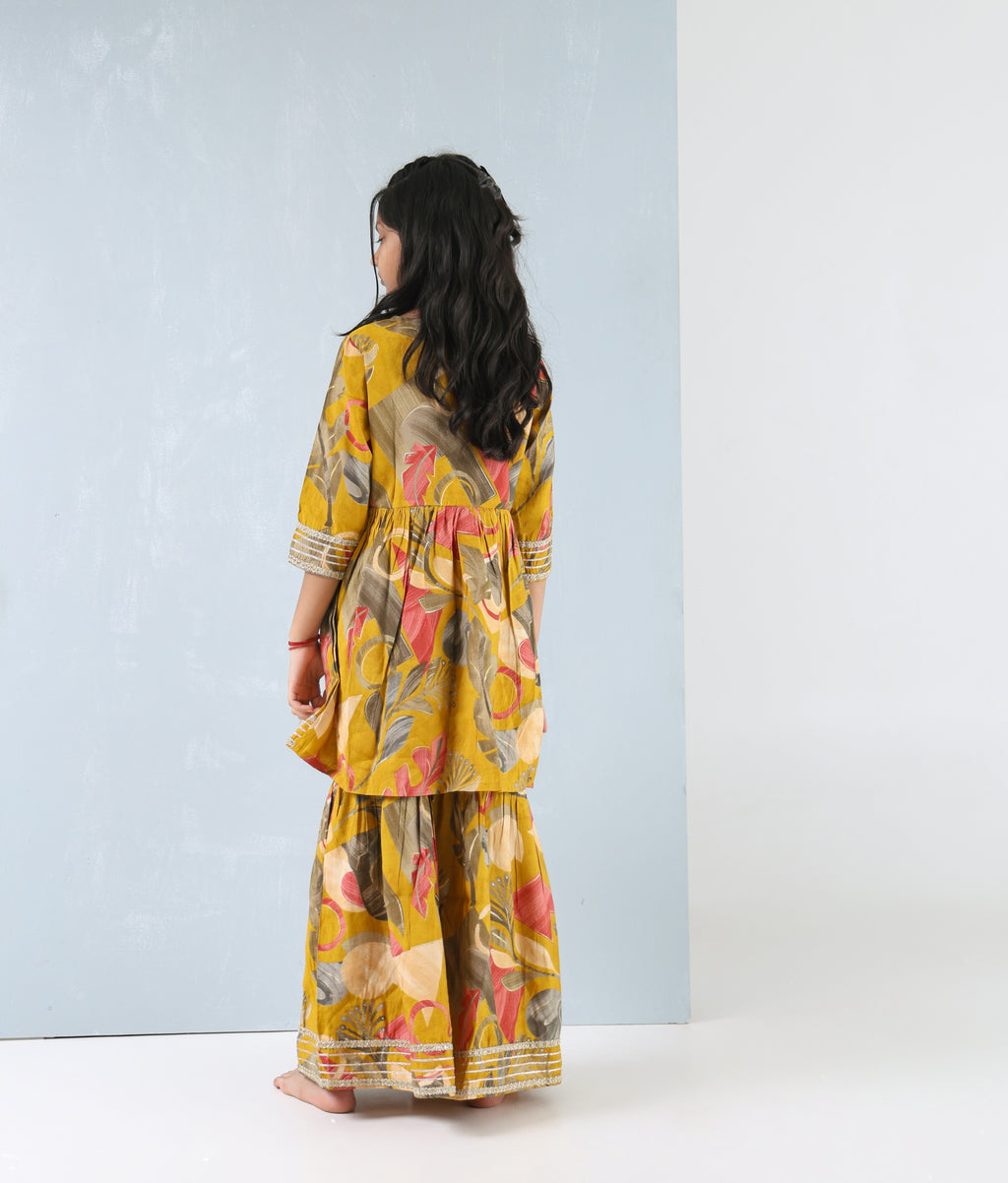 Golden Petal Sharara Set