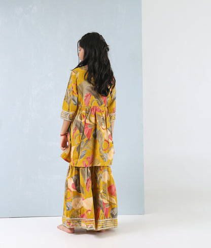 Golden Petal Sharara Set