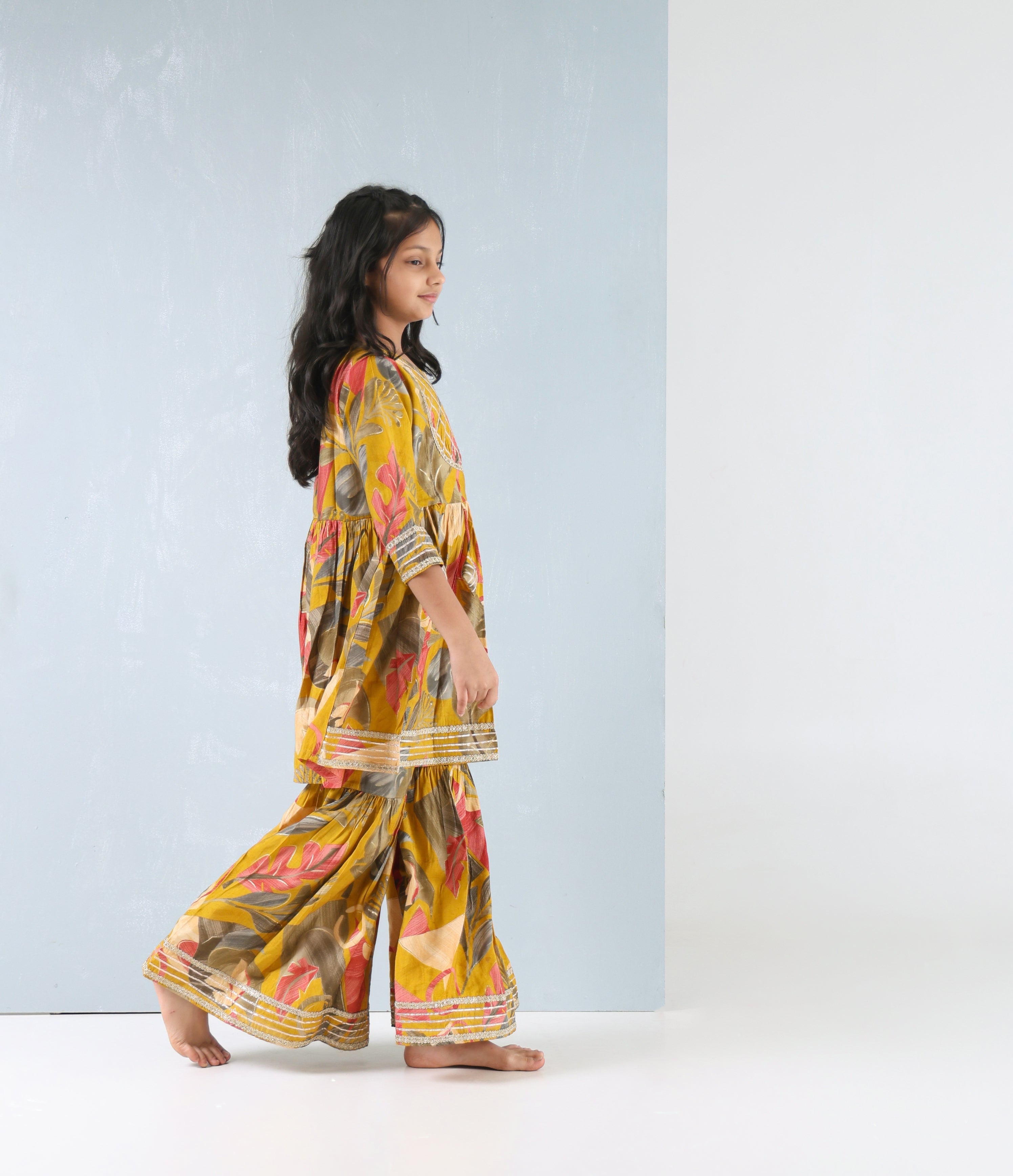 Golden Petal Sharara Set