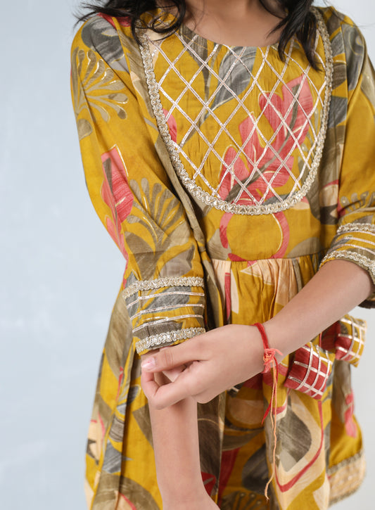 Golden Petal Sharara Set