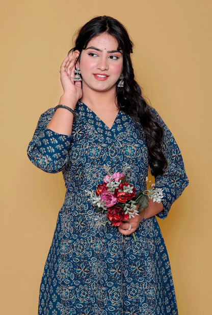 Neel-aya Kali Print V-Neck Co-Ord Set