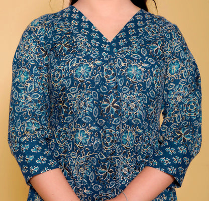 Neel-aya Kali Print V-Neck Co-Ord Set